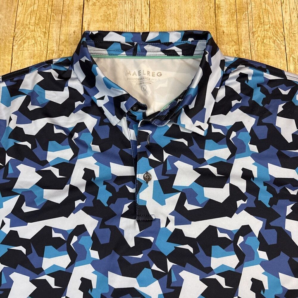 Maelreg Performance Polo Golf Shirt Abstract Geometric Large